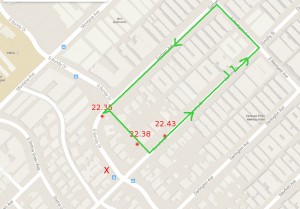 X = Tatort rote Markierungen: Standorte von Robert Heidstra grün = Route von Robert Heidstra (Zum Vergrößern auf Karte klicken)