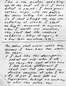 Zodiac Brief vom 9.11.1969 Teil 1