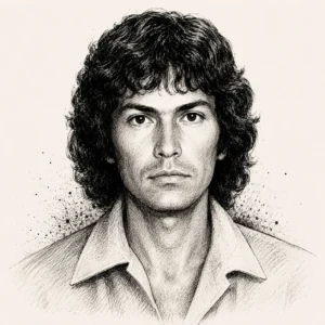 Tuschezeichnung von Rodney Alcala (Porträt)