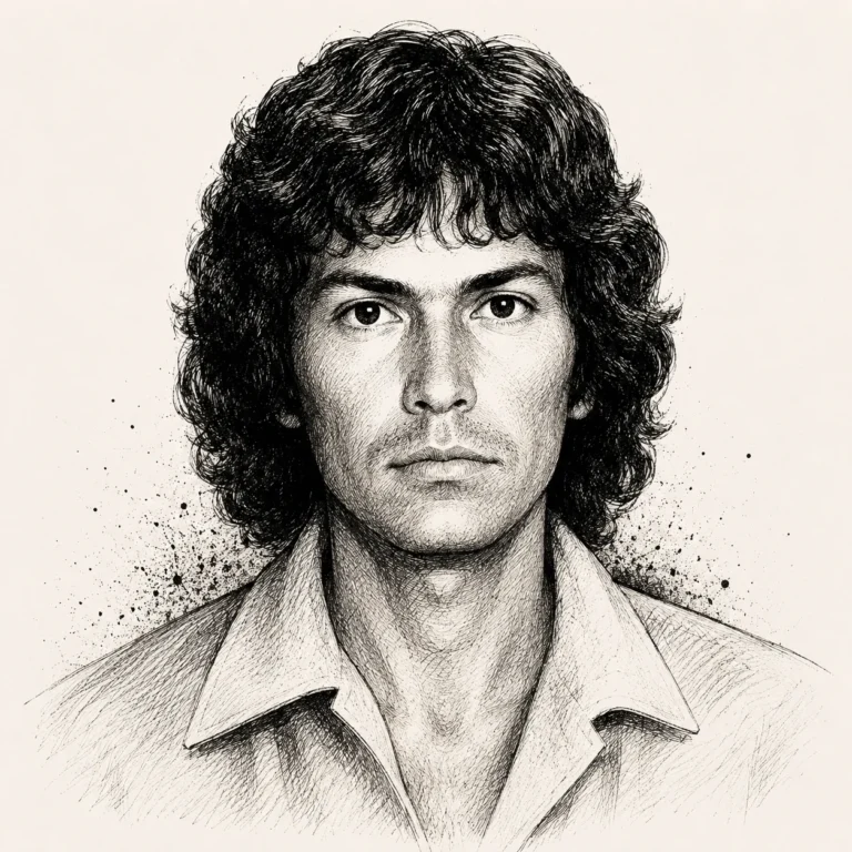 Tuschezeichnung von Rodney Alcala (Porträt)