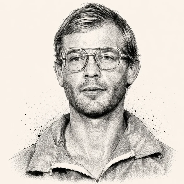 Tuschezeichnung von Jeffrey Dahmer (Porträt)