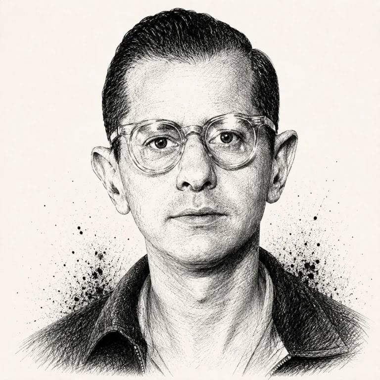 Tuschezeichnung von Harvey Glatman (Porträt)