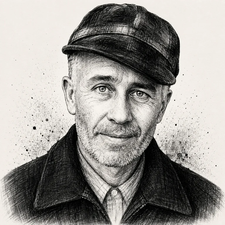 Tuschezeichnung von Ed Gein (Porträt)