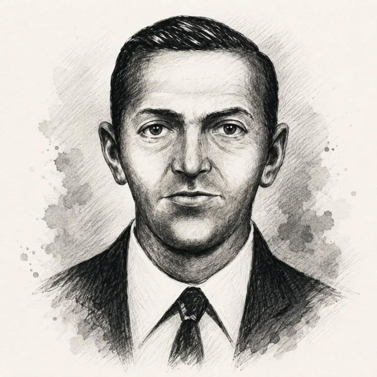 FBI-Phantomzeichnung des unbekannten Flugzeugentführers, der sich D.B. Cooper nannte