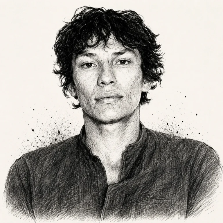 Tuschezeichnung von Richard Ramirez (Porträt)