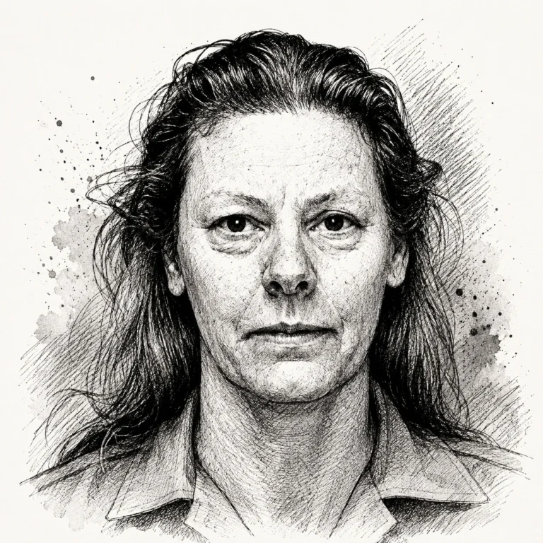 Tuschezeichnung von Serienmörderin Aileen Wuornos